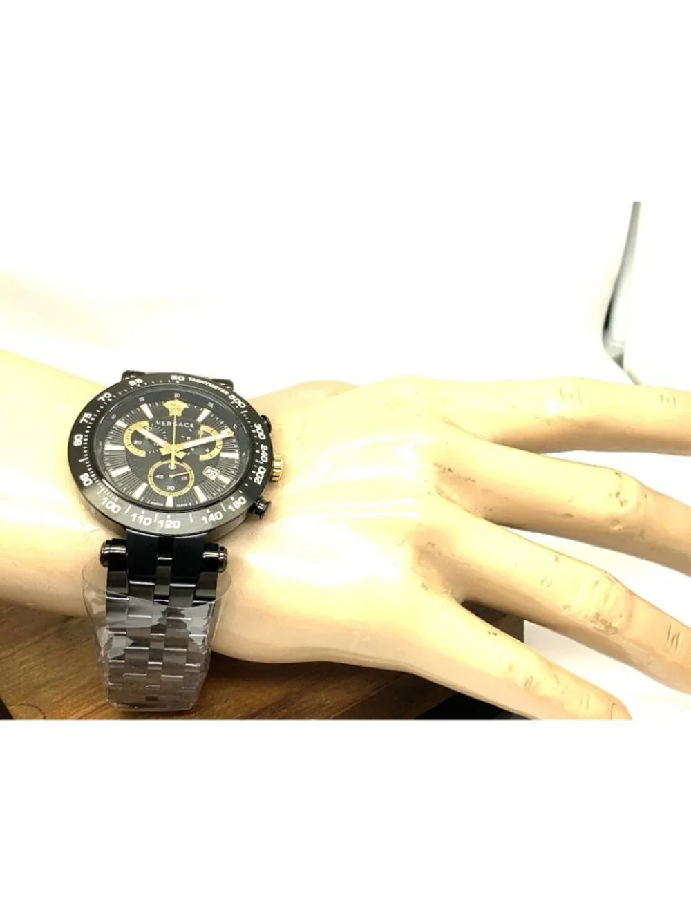 Versace V-Race Men's Watch VEJB00722 Chronograph Swiss Quartz Black Steel 46mm